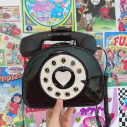 Rotary Phone Handbag -Clothing Discount Store rotary phone handbag black bags handbag handbags phone pu material purse kawaii babe 677