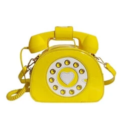 Rotary Phone Handbag -Clothing Discount Store rotary phone handbag yellow bags handbag handbags phone pu material purse kawaii babe 265