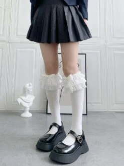 Ruffled Knee Socks -Clothing Discount Store ruffled knee socks stockings kawaii babe 257