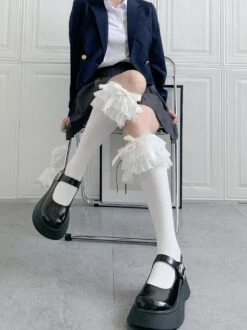 Ruffled Knee Socks -Clothing Discount Store ruffled knee socks stockings kawaii babe 420