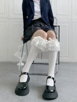 Ruffled Knee Socks -Clothing Discount Store ruffled knee socks white stockings kawaii babe 891