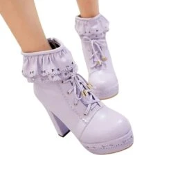 Ruffled Lace Booties 36 Ruffled Lace Booties -Clothing Discount Store ruffled lace lolita booties big shos boots heels high ddlg playground 833