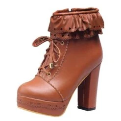 Ruffled Lace Booties 31 Ruffled Lace Booties -Clothing Discount Store ruffled lace lolita booties brown 10 5 big shos boots heels high ddlg playground 586