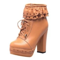 Ruffled Lace Booties 41 Ruffled Lace Booties -Clothing Discount Store ruffled lace lolita booties khaki 5 big shos boots heels high ddlg playground 151
