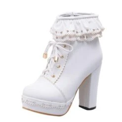 Ruffled Lace Booties 40 Ruffled Lace Booties -Clothing Discount Store ruffled lace lolita booties white 8 5 big shos boots heels high ddlg playground 891