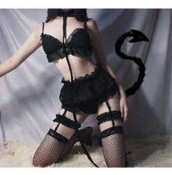 Ruffled Lingerie Set 14 Ruffled Lingerie Set -Clothing Discount Store ruffled lingerie set black bra garter belt belts girly lace lingerie kawaii babe 360