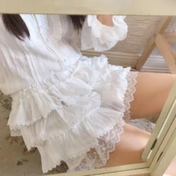 Ruffled White Bloomer Shorts 8 Ruffled White Bloomer Shorts -Clothing Discount Store ruffled white bloomer shorts clothing kawaii ruffled ruffles 242