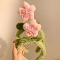 Sakura Blossom Plush Headband 22 Sakura Blossom Plush Headband -Clothing Discount Store sakura cherry blossom pink green plush hair headband 134