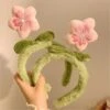 Sakura Blossom Plush Headband 1 Sakura Blossom Plush Headband -Clothing Discount Store sakura cherry blossom pink green plush hair headband 156