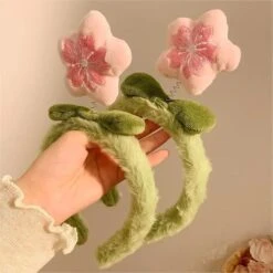 Sakura Blossom Plush Headband 23 Sakura Blossom Plush Headband -Clothing Discount Store sakura cherry blossom pink green plush hair headband 388