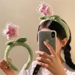 Sakura Blossom Plush Headband 24 Sakura Blossom Plush Headband -Clothing Discount Store sakura cherry blossom pink green plush hair headband 566