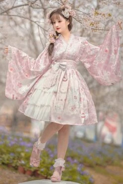 Sakura Kimono Dress -Clothing Discount Store sakura kimono lolita dress cherry blossom china chinese dresses ddlg playground 132