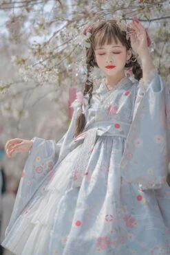 Sakura Kimono Dress -Clothing Discount Store sakura kimono lolita dress cherry blossom china chinese dresses ddlg playground 656