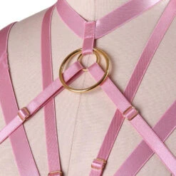 Satin O Ring Harness -Clothing Discount Store satin o ring harness cage chest harness harnesses s m silky harness kawaii babe 297