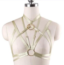 Satin O Ring Harness -Clothing Discount Store satin o ring harness cream cage chest harness harnesses s m silky harness kawaii babe 339