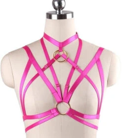 Satin O Ring Harness -Clothing Discount Store satin o ring harness hot pink cage chest harness harnesses s m silky harness kawaii babe 599