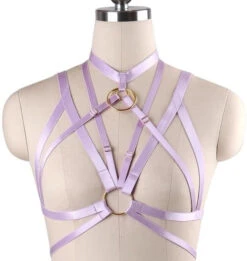 Satin O Ring Harness -Clothing Discount Store satin o ring harness lavender cage chest harness harnesses s m silky harness kawaii babe 321
