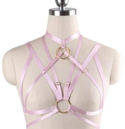 Satin O Ring Harness -Clothing Discount Store satin o ring harness light pink cage chest harness harnesses s m silky harness kawaii babe 908