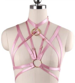 Satin O Ring Harness -Clothing Discount Store satin o ring harness pink cage chest harness harnesses s m silky harness kawaii babe 187