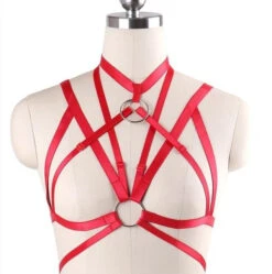 Satin O Ring Harness -Clothing Discount Store satin o ring harness red cage chest harness harnesses s m silky harness kawaii babe 826
