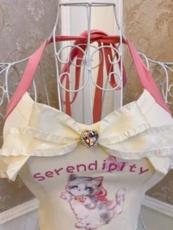 Serendipity Kitten Tank 27 Serendipity Kitten Tank -Clothing Discount Store serendipity kitten tank 70s cats cropped top kitsch shirt kawaii babe 264