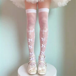 Sheer Ribbon Nylon Thigh Highs -Clothing Discount Store sheer lolita nylon thigh highs nylons socks stockings tights kawaii babe 203