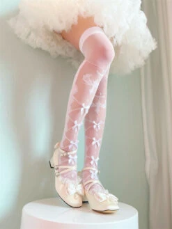 Sheer Ribbon Nylon Thigh Highs -Clothing Discount Store sheer lolita nylon thigh highs nylons socks stockings tights kawaii babe 739