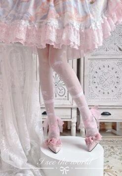 Sheer Ribbon Nylon Thigh Highs -Clothing Discount Store sheer lolita nylon thigh highs white jellyfish nylons socks stockings tights kawaii babe 572