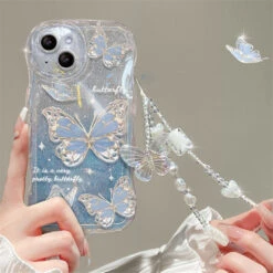 Shimmering Butterfly IPhone Case & Chain -Clothing Discount Store shimmering butterfly iphone case chain mobile phone cases 3d 689