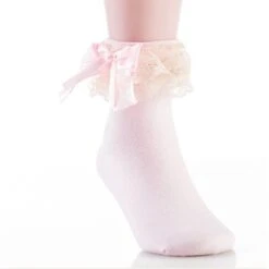 Silk & Ruffle Princess Socks -Clothing Discount Store silk ruffle princess socks ankle bow cotton lolita fashion ddlg playground 736
