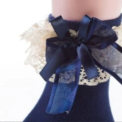 Silk & Ruffle Princess Socks -Clothing Discount Store silk ruffle princess socks ankle bow cotton lolita fashion ddlg playground 810