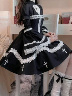 The Sinning Maid Dress -Clothing Discount Store sinning maid dress dresses cross dress embroidery goth gothic 182