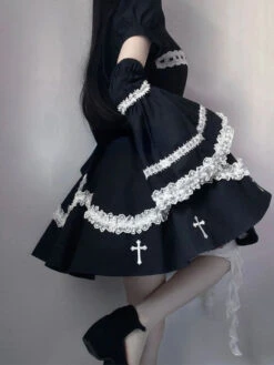 The Sinning Maid Dress -Clothing Discount Store sinning maid dress dresses cross dress embroidery goth gothic 689