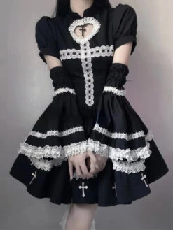 The Sinning Maid Dress -Clothing Discount Store sinning maid dress dresses cross dress embroidery goth gothic 725