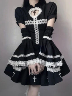 The Sinning Maid Dress -Clothing Discount Store sinning maid dress dresses cross dress embroidery goth gothic 910