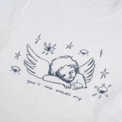 Sleepy Angel Tee -Clothing Discount Store sleepy angel tee angelcore angelic belly shirt coquette crop top kawaii babe 385