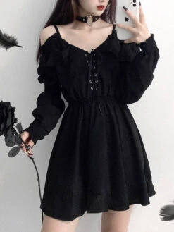 Slouchy Goth Dress -Clothing Discount Store slouchy goth dress dresses dress goth gothic kawaii lace 132