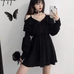 Slouchy Goth Dress -Clothing Discount Store slouchy goth dress dresses dress goth gothic kawaii lace 179