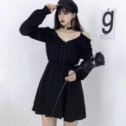 Slouchy Goth Dress -Clothing Discount Store slouchy goth dress dresses dress goth gothic kawaii lace 536