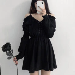 Slouchy Goth Dress -Clothing Discount Store slouchy goth dress dresses dress goth gothic kawaii lace 542