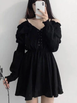 Slouchy Goth Dress -Clothing Discount Store slouchy goth dress dresses dress goth gothic kawaii lace 950