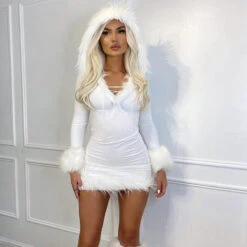 Snow Goddess Dress -Clothing Discount Store snow goddess dress dress dresses furry fuzzy fuzzy dress kawaii babe 142