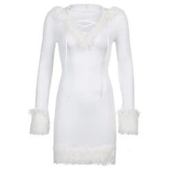 Snow Goddess Dress -Clothing Discount Store snow goddess dress dress dresses furry fuzzy fuzzy dress kawaii babe 337