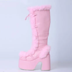 Snowbunny Fur Platform Boots -Clothing Discount Store snowbunny fur platform boots boots fluffy footwear fur furry 551