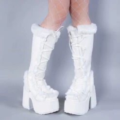 Snowbunny Fur Platform Boots -Clothing Discount Store snowbunny fur platform boots boots fluffy footwear fur furry 685
