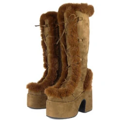 Snowbunny Fur Platform Boots -Clothing Discount Store snowbunny fur platform boots boots fluffy footwear fur furry 717
