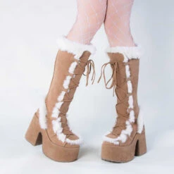 Snowbunny Fur Platform Boots -Clothing Discount Store snowbunny fur platform boots boots fluffy footwear fur furry 989