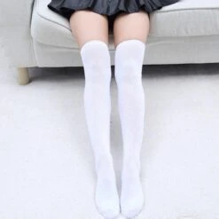 Solid Thigh High Stockings 10 Solid Thigh High Stockings -Clothing Discount Store solid thigh high stockings white knee socks school girl highs ddlg playground 501