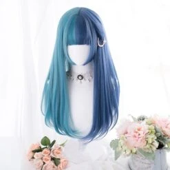 Split Blue Cosplay Wig -Clothing Discount Store split blue lolita wig cosplay cosplayer curly hair kanekalon wigs ddlg playground 269
