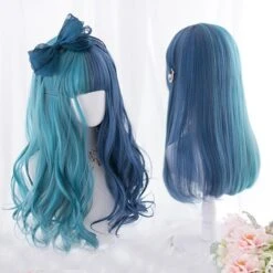 Split Blue Cosplay Wig -Clothing Discount Store split blue lolita wig cosplay cosplayer curly hair kanekalon wigs ddlg playground 361